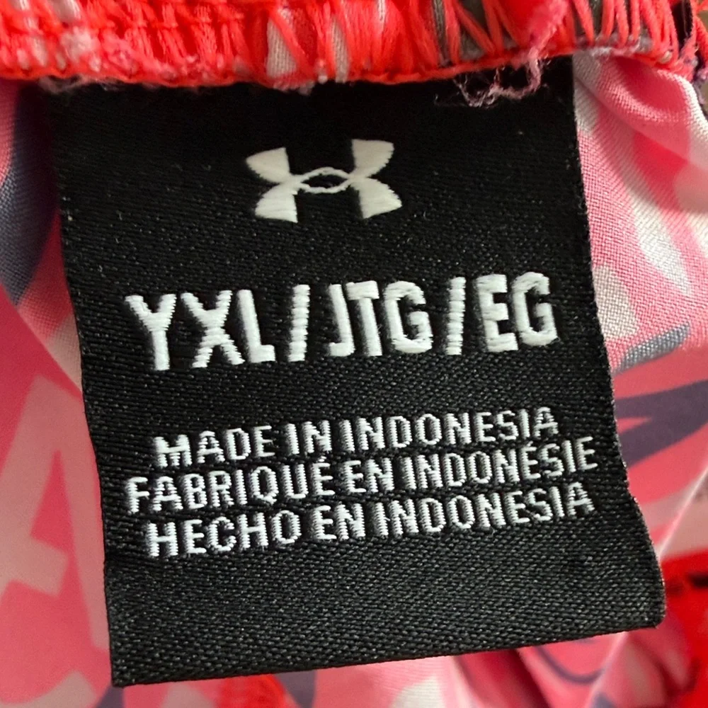 Under Armour Boys Red Black Logo Swim Trunks - Picture 2 of 4
